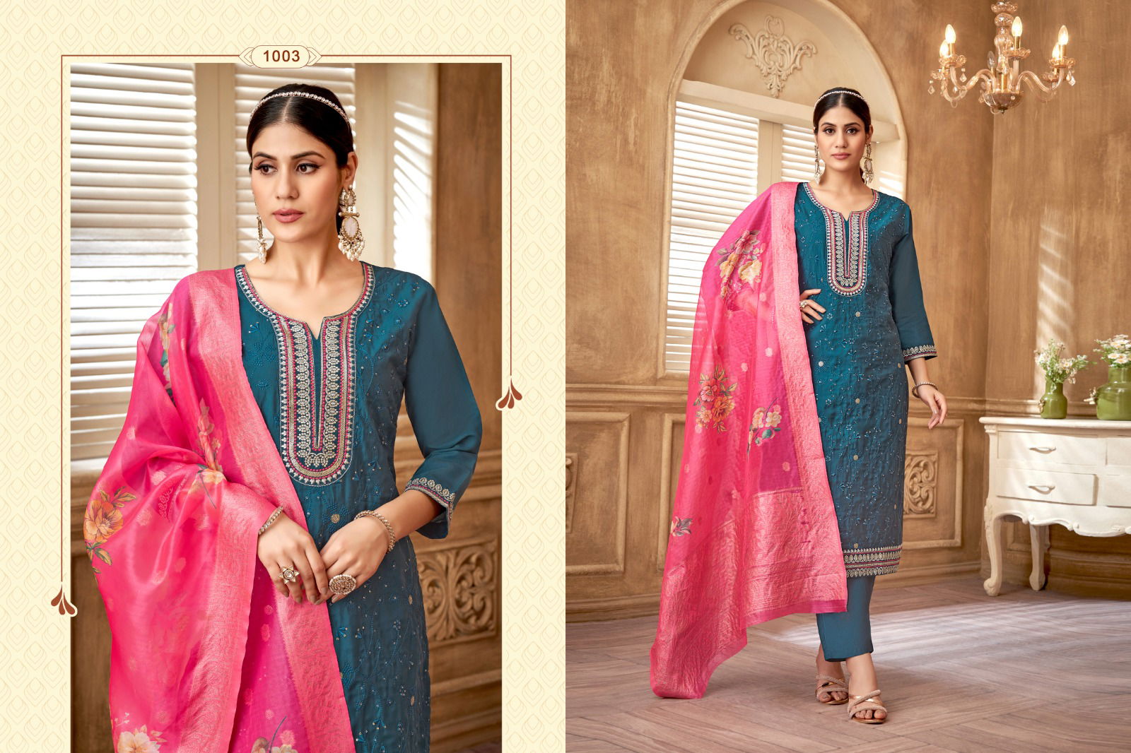 Daisy By Kf Roman Silk Embroidery Kurti With Bottom Dupatta Wholesale Price In Surat